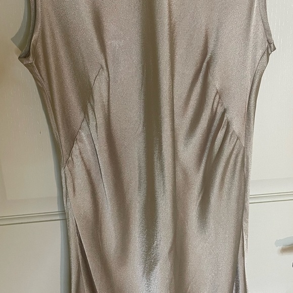 J. Crew High Neck Slip Dress in Luster Crepe Lt Khaki, Sz 8 Formal Wedding Guest - Picture 5 of 14
